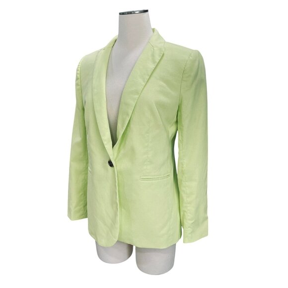J Crew Neon Yellow Blazer Womens Size 6 Linen Workwear Y2K Office Street Style - Picture 6 of 11